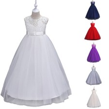 Kids Flower Girls Princess Dress Bridesmaid Wedding Party Long Gown Formal Ball