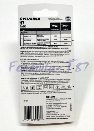 Sylvania Basic H7 55W Dos Bombillas Cabeza Luz Luz Alta Repuesto Plug Play Lámpara - Imagen 3 de 12