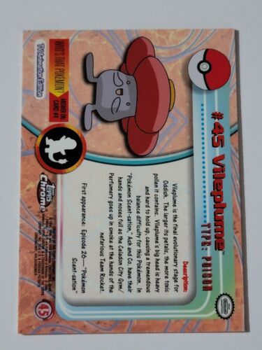 Pokémon Topps #45 VILEPLUME Cromado Holo Lámina TV Edición Animada Casi Nuevo - Imagen 2 de 2