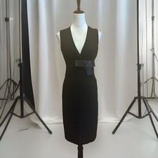 A Line Dress: V Neck Dress, H&M Brand, womens size 6, black, knee length, zip