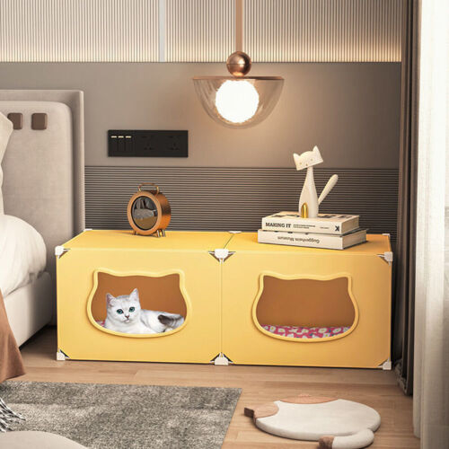 90CM Medium Cat House Foldable Double Door Breathable Pet Bed Ventilated Design - Picture 2 of 12
