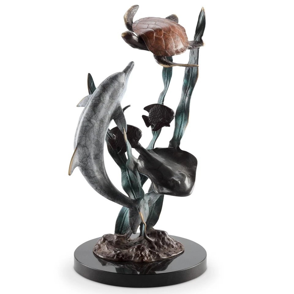 Уникальная латунная и мраморная детская площадка приятели - реалистичный дельфин, черепаха и скат - Изображение 2 из 4