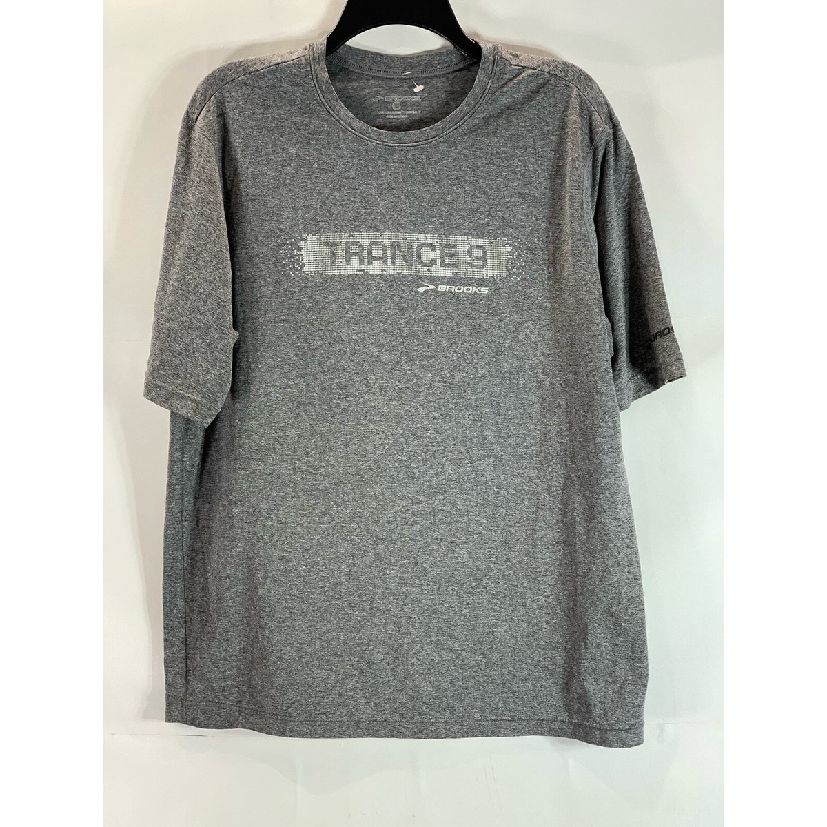 BROOKS Men's Gray Crewneck Trance 9 Graphic Short Sleeve T-Shirt