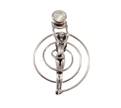 Colgante de fertilidad diosa espiral desnuda de plata esterlina 925 maciza con piedras preciosas - Imagen 11 de 12