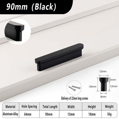 Aluminum Solid Kitchen Cabinet Handle Hole 25~352mm Cupboard Drawer Door Pull - Picture 25 of 36