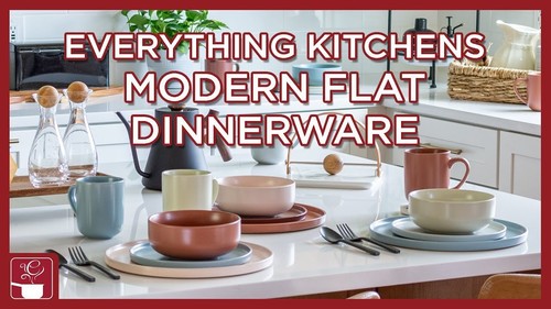 Everything Kitchens Modern Flat 16-Piece Dinnerware Set | Peace & Love - Picture 7 of 12