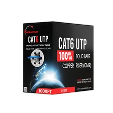 1000FT CAT6 ETL CMR Ethernet Cable 23AWG 550Mhz UTP Solid Bare Copper Wire Blue