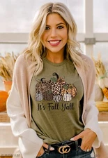 NEW PUMPKIN GLITTER IT’S FALL Y’ALL BELLA + CANVAS TSHIRT