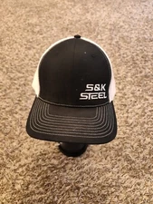 S&K Steel hat Adult Mens Black Snap Back Cap Adjustable Trucker Mesh Back