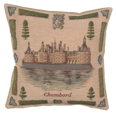 Throw Pillow Cover - Chambord Castle - Tapestry Woven Cushion Cover 19x19 in New