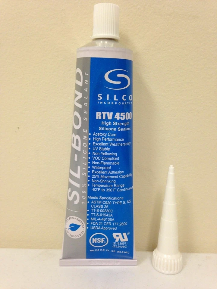 SILCO Food Grade RTV Silicone Sealant Adhesive Clear 2.8 oz