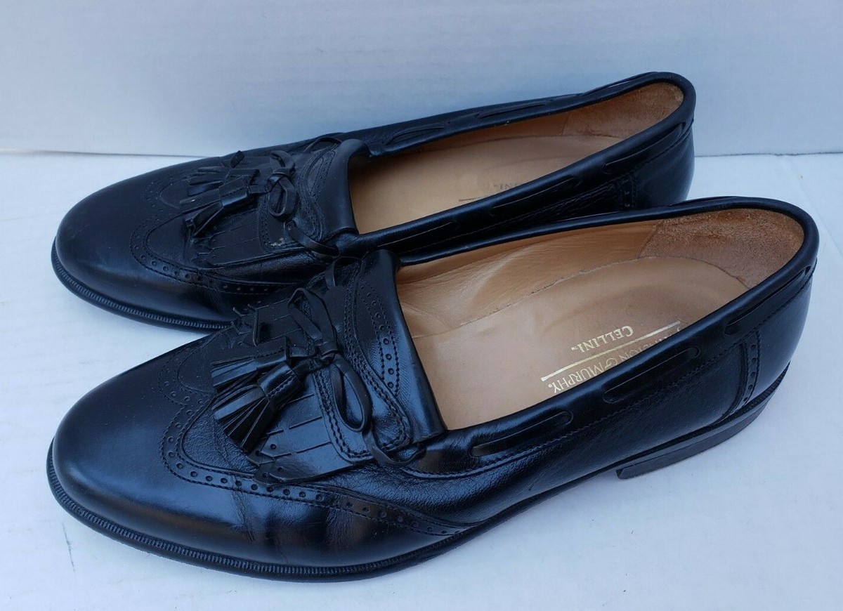 Johnston & Murphy Mens Black Leather Tassel  Wingtip Loafers Made‎ in Italy 9M VINTAGE 80s | JOHNSTON & MURPHY 9D BLACK TASSEL WINGTIP  main image 3