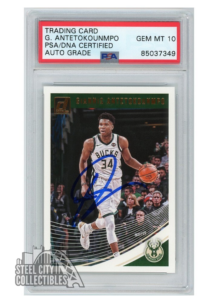 Giannis Antetokounmpo 2018-19 Panini Donruss Autograph Card #85 PSA/DNA 10