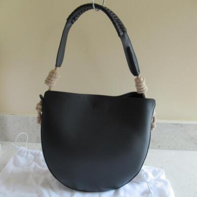 NEW Prada Black Leather Woven Strap Vitello Lux Bag + Removable