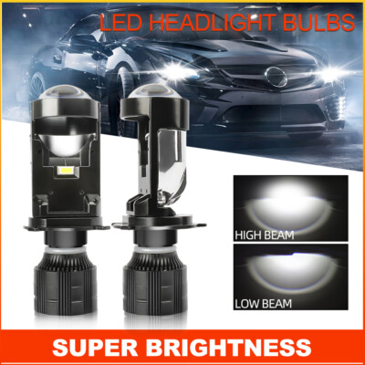 200W Mini Bi-LED Projector Lens Hi-Lo Beam Bulb H4/9003 Headlight Retrofit LHD