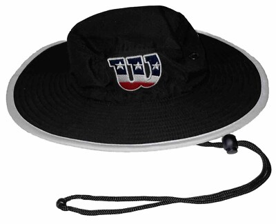 Wilson x EvoShield Bucket Sun Hat/Cap Full Brim Black Red/White/Blue ONE SIZE