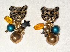 Jacksonville Jags Gold-tone Clip-On Earrings w/ multicolored charms, Rina brand