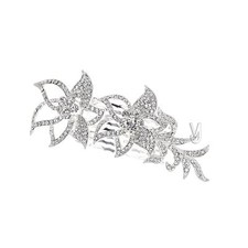 Bridal Bridesmaid Floral Rhinestones Prom Wedding Tiara Comb 81057