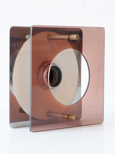 bracket square plexiglas smoke & mirror 1970 vintage design 70s