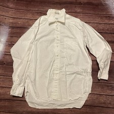 Vintage Men’s Mills Touché White Dress Shirt 16 34 Button Down Collared Oxford
