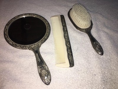Vintage Silver Plated Combo Hand Held Vanity Mirror Brush Comb Set Int Co Vintage Silver Plated Combo Hand Held, Vintage Vanity Mirror And Brush Set
