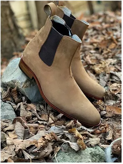 handmade beige suede leather chelsea boots, Chelsea boots |