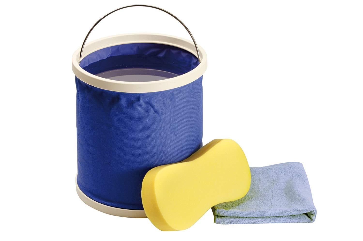 SPUGNA SECCHIO PANNO KIT LAVAGGIO AUTO SALVA SPAZIO PIEGHEVOLE  MR KLEEN