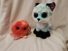 2 Ty Plushies, Sheldon The Octopus Puffie With Tags Atlas The Fox Tysilk