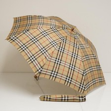 BURBERRY FS9090 Foldable Umbrella Beige Classic Check Authentic Used Rare