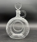 Vtg Steuben Etched Stars Floral Ring Crystal Brandy Decanter 8.75" w/ Stopper