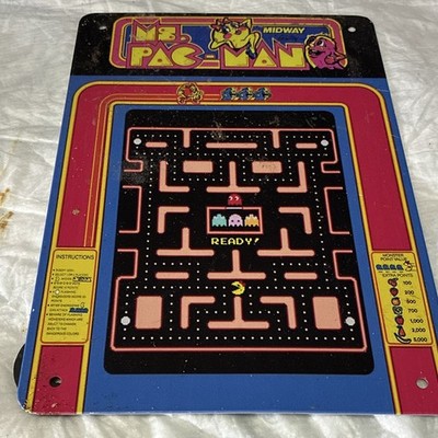 Midway Ms. Pac-Man Arcade Game  metal sign excellent condition