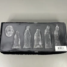 Vintage Clear Glass Nativity Scene 6 Piece Baby Jesus Mary Joseph Wise Men Kings