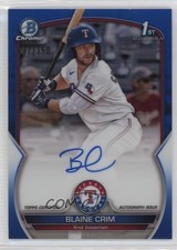 2023 Bowman Chrome Prospect Blue Refractor 97/150 Blaine Crim #CPA-BC Auto 10no