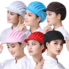 6 PCS Chef Hats Elastic Mesh Visors Kitchen Cooking Food Service Cap