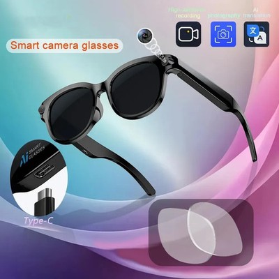 AI Smart Glasses HD Camera Bluetooth Call Music Control Real Time Translation