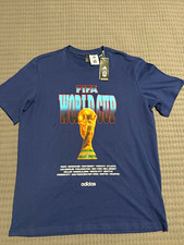 adidas Men's L Blue collectible FIFA World Cup Trophy Graphic Logo T-Shirt