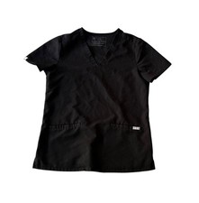 Figs Casma Technical Collection Three Pocket Black Scrub Top Womens Small