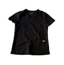 Figs Casma Technical Collection Three Pocket Black Scrub Top Womens Small