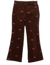 LILLY PULITZER Brown Gallop Embroidered Horses Stretch Corduroy Flared Pants 8