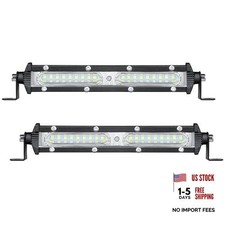 Ultra Slim Single Row LED Offroad Driving Fog Lights Bar 2Pcs 7Inch White