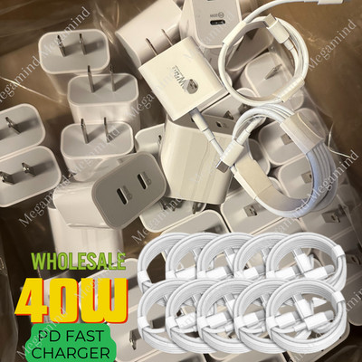 For iPhone 17 16 15 14 13 12 11 X USB C 40W Fast Charger Wall Block PD Cable Lot