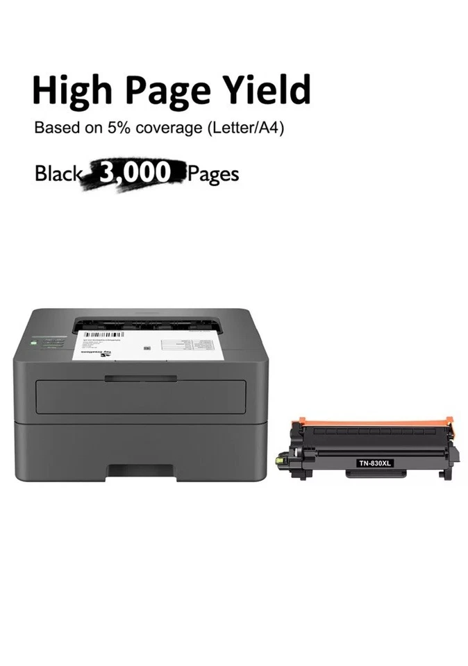 2PK TN830XL Toner Compatible for Brother TN830 XL DCP-L2647DW HL-L2405W L2460DW - Image 3 of 4