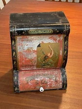 ANTIQUE US PRIMITIVE Norton Bros Chicago CO STORE ADVERTISING PANTRY Box Tin Wow