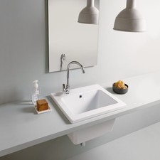 Vasca lavatoio lavabo in ceramica 60 x 50 Design YORK incasso sopra piano