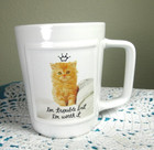 Hallmark Ashley Garcia Coffee or Tea Cup Kitty Cat I'm trouble but I'm worth it — photo 1
