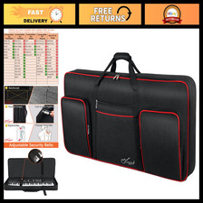 61-Key Keyboard Case, Soft Bag with Cotton Padding, Handle  Straps, 3 Pockets