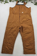Carhartt Khaki Brown Quilted Lined Overalls Double Knee Cargo Size 2XL Loose Fit
