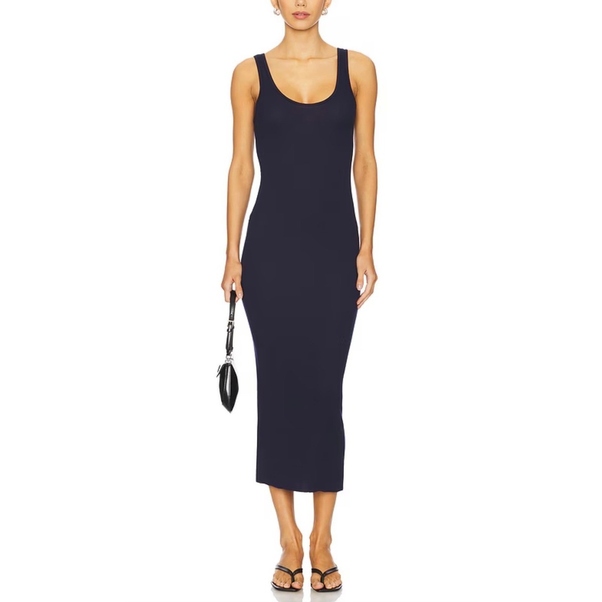 knee length dresses for ladies Rihoas Navy Blue Satin Midi Dress Long Sleeve Corset Lace Up for Winter Wedding Guest, Cocktail Parties, Navy / Xs main image 1