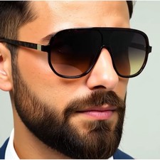 One piece Lens Shield Sunglasses Tortoiseshell Gradient Lens Fashion Mens Gafas