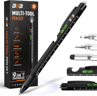 Gifts for Men, Stocking Stuffers for Men Teens Adults 9 in 1 Multitool Pen, Mens